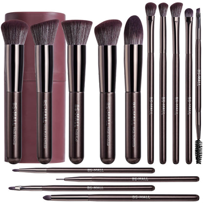 BS-MALL 14 Pcs Makeup Brush Set with travel case front view