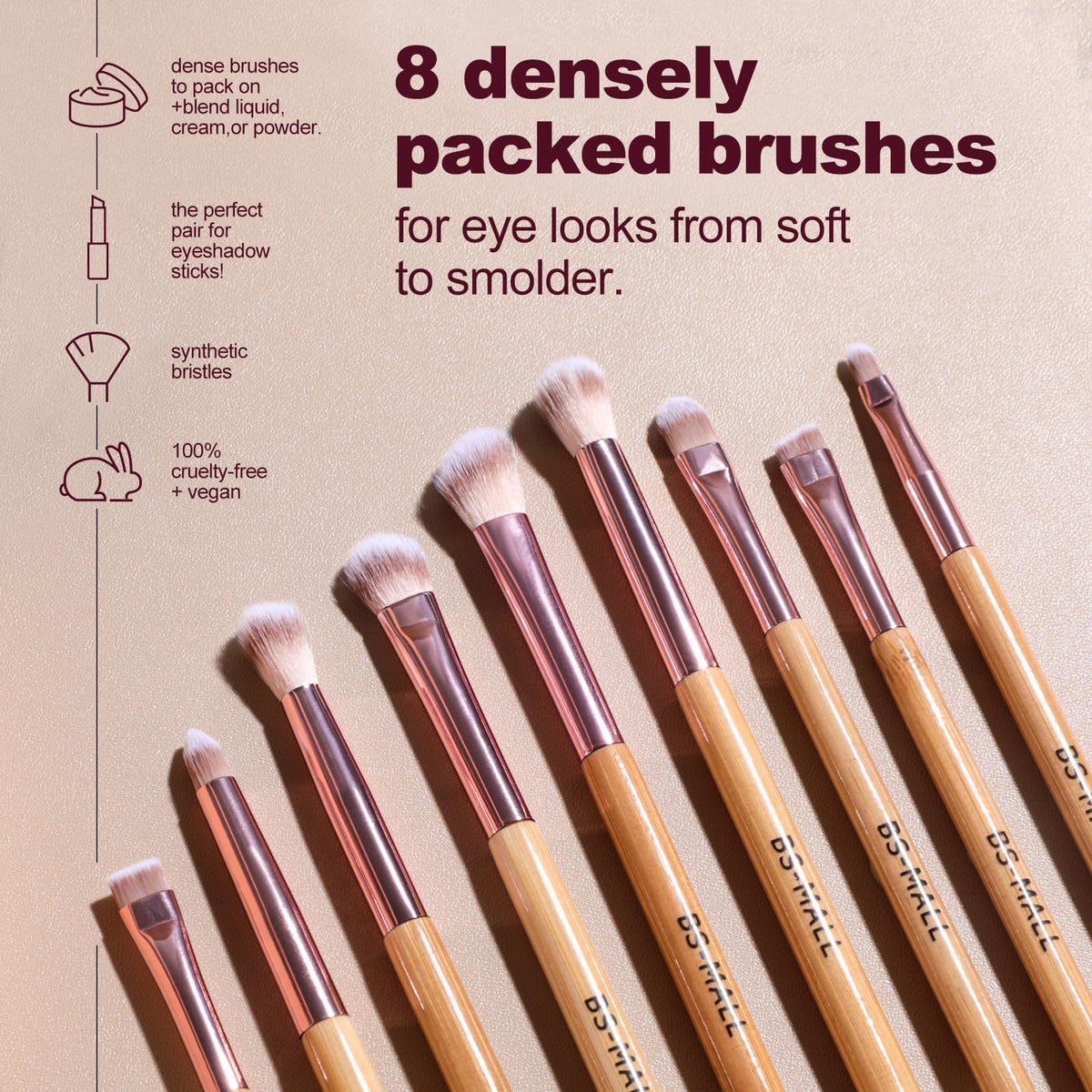 BS-MALL 14 Pcs Makeup Brushes Set displayed on a vanity