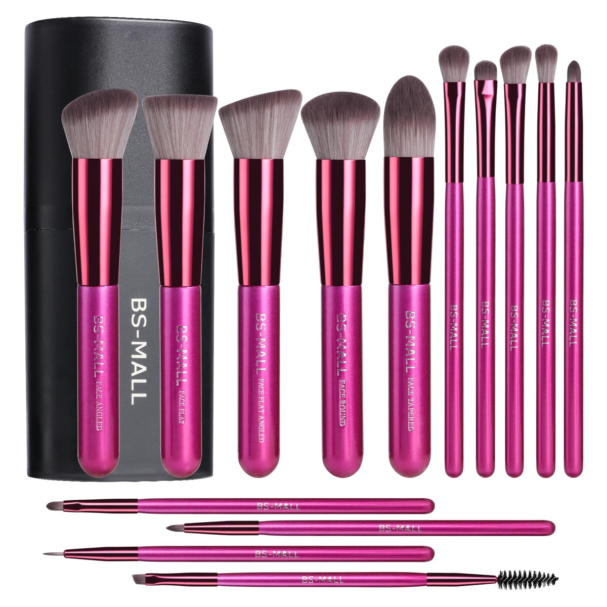 BS-MALL 14 pcs makeup brushes set front view with stylish case