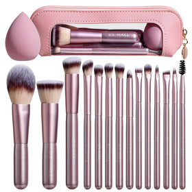 BS-MALL 14 Pcs Makeup Brushes Set in Matte Gold Pink with travel case