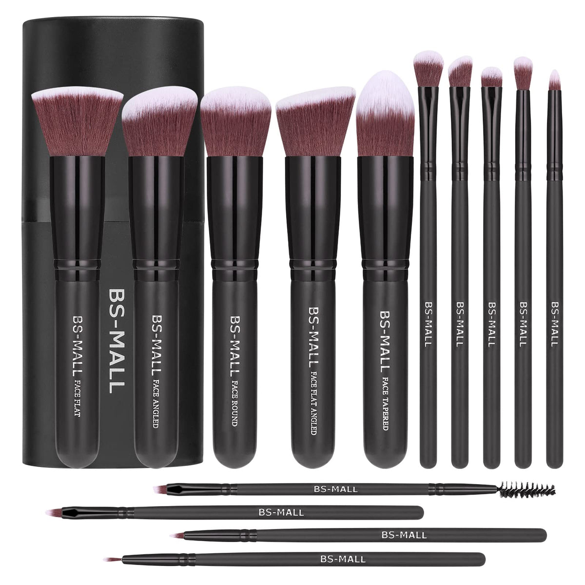 BS-MALL 14-piece makeup brush set in Rose Gold with case