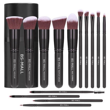 BS-MALL 14-piece makeup brush set in Rose Gold with case