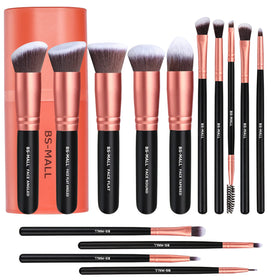BS-MALL 14-piece makeup brushes set in rose gold with case