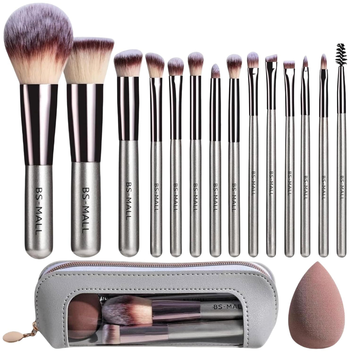BS-MALL 14PCS Travel Makeup Brush Set with leather case