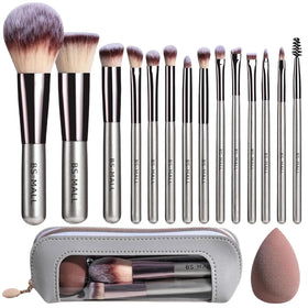 BS-MALL 14PCS Travel Makeup Brush Set with leather case