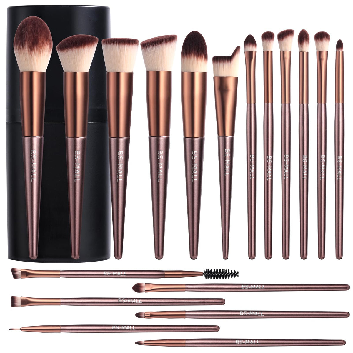 BS-MALL 18 PCS Makeup Brush Set front view with case