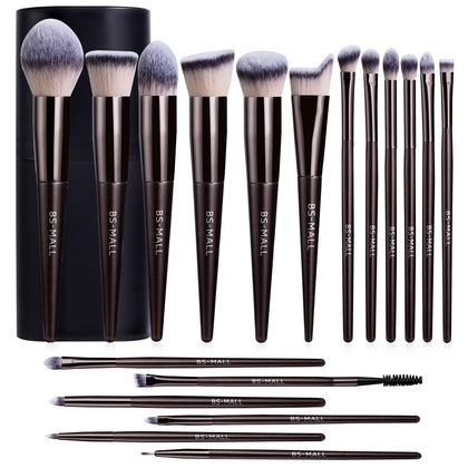 BS-MALL 18-piece makeup brush set in black case, front view