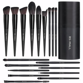 BS-MALL 18-piece makeup brush set in black case front view