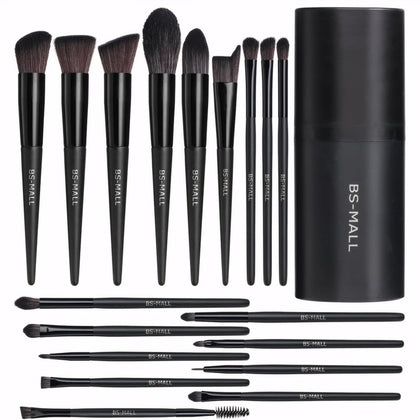 BS-MALL 18-piece makeup brush set in black case front view