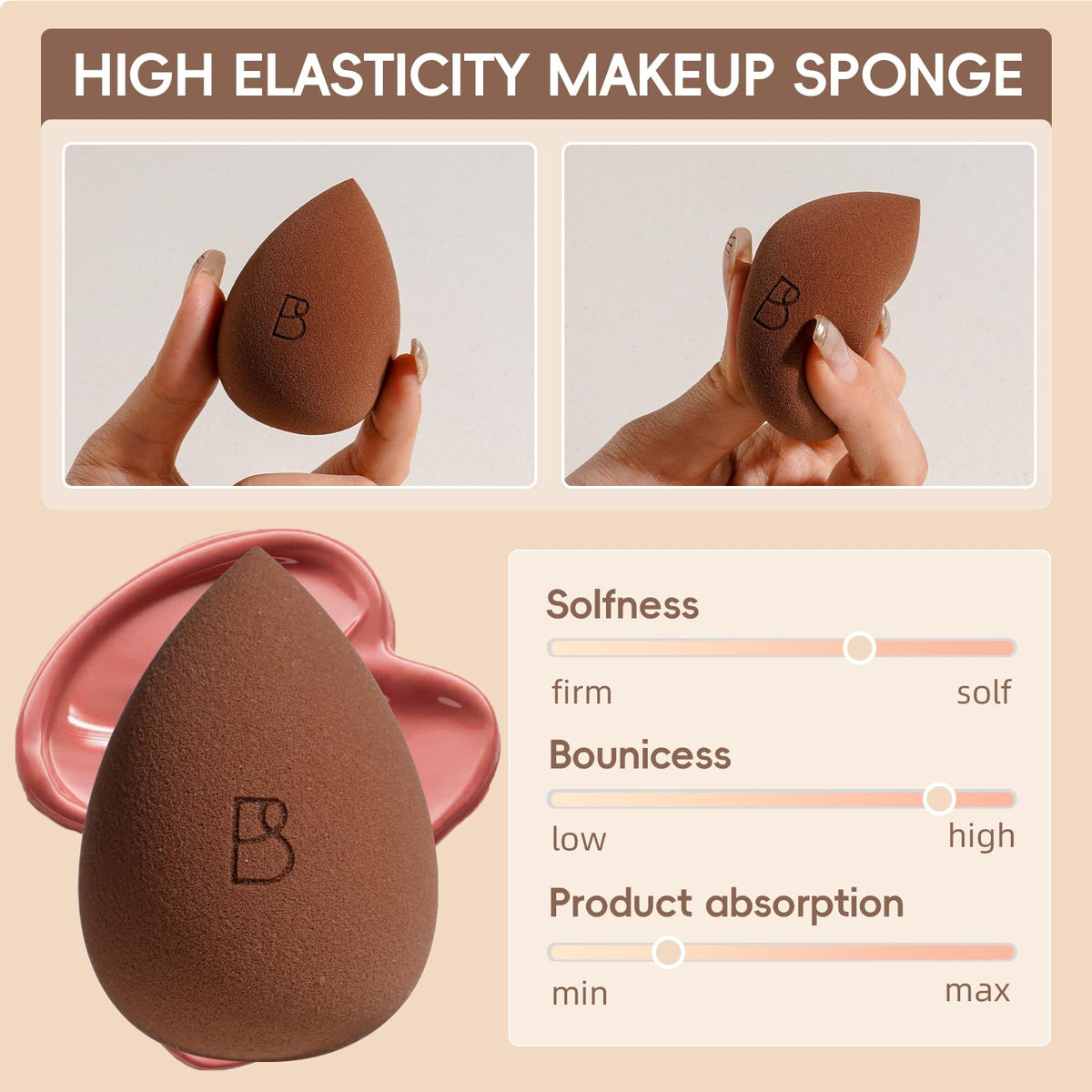BS-MALL makeup brush organizer bag in beige