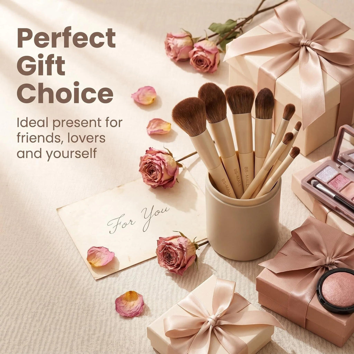 BS-MALL makeup brush set organized in travel case