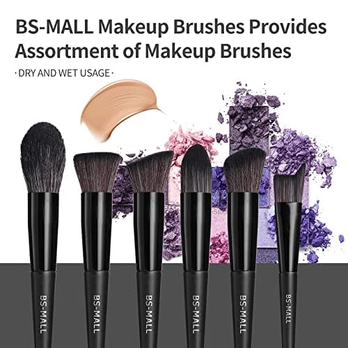 BS-MALL makeup brush set with sleek black case open