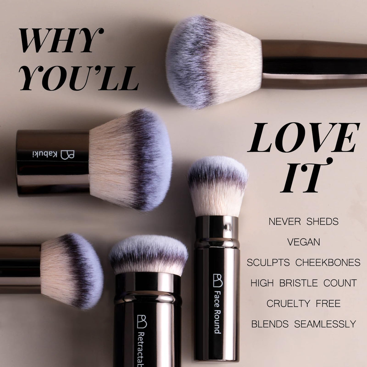 BS-MALL makeup brushes arranged neatly in travel case