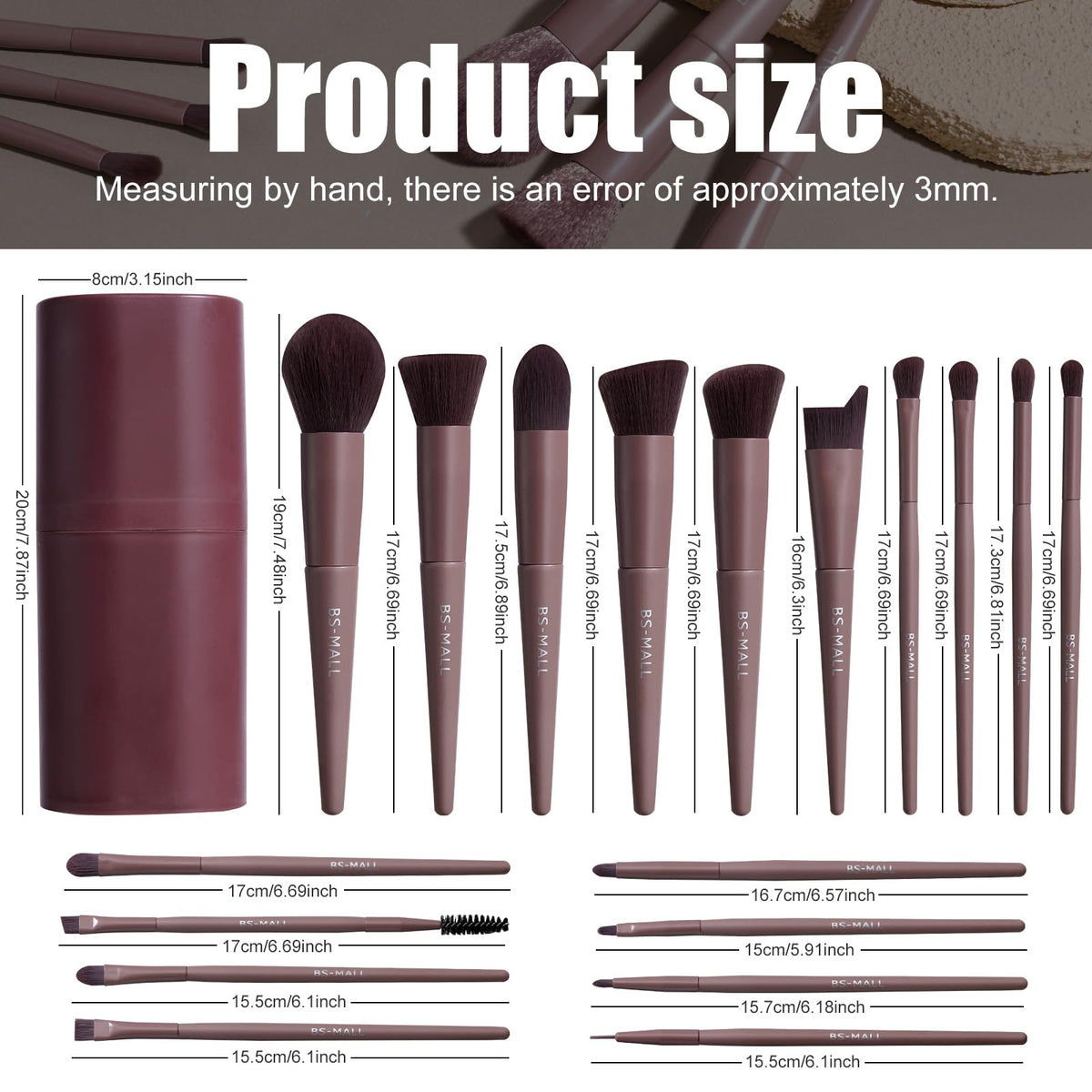 BS-MALL makeup brushes close-up showing soft bristles