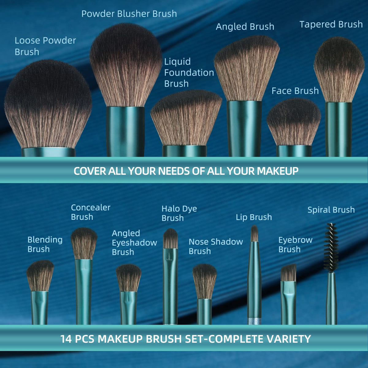 BS-MALL makeup brushes in blue travel case