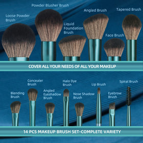 BS-MALL makeup brushes in blue travel case
