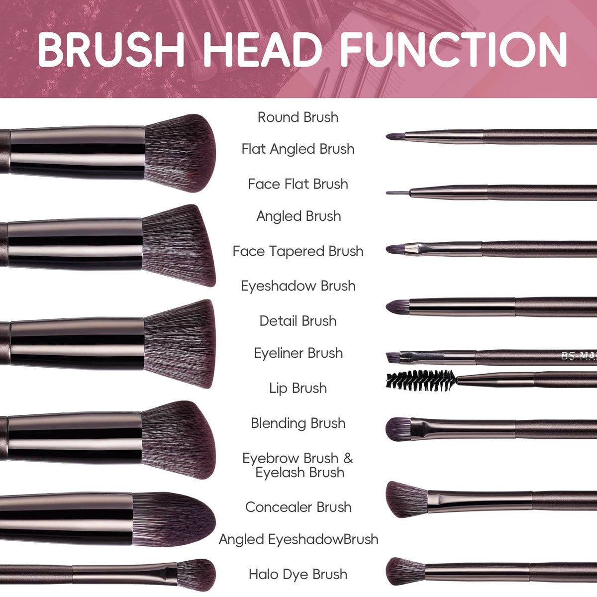 BS-MALL makeup brushes in travel case open view