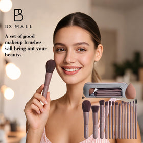 BS-MALL makeup brushes organized in travel case