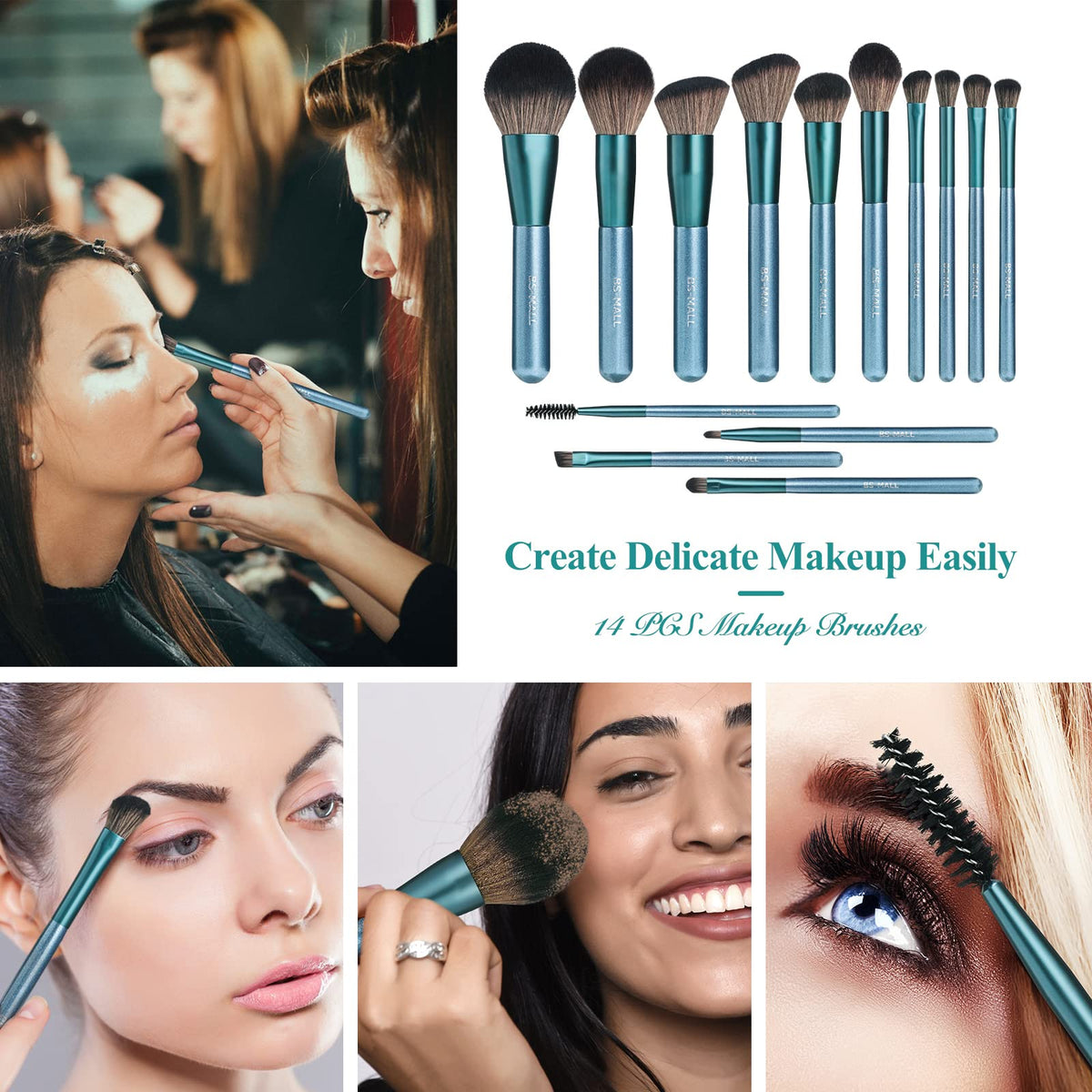 BS-MALL makeup brushes set displayed on a vanity
