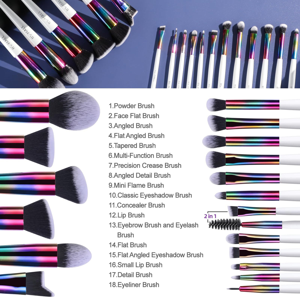 BS-MALL makeup brushes set organized in travel case