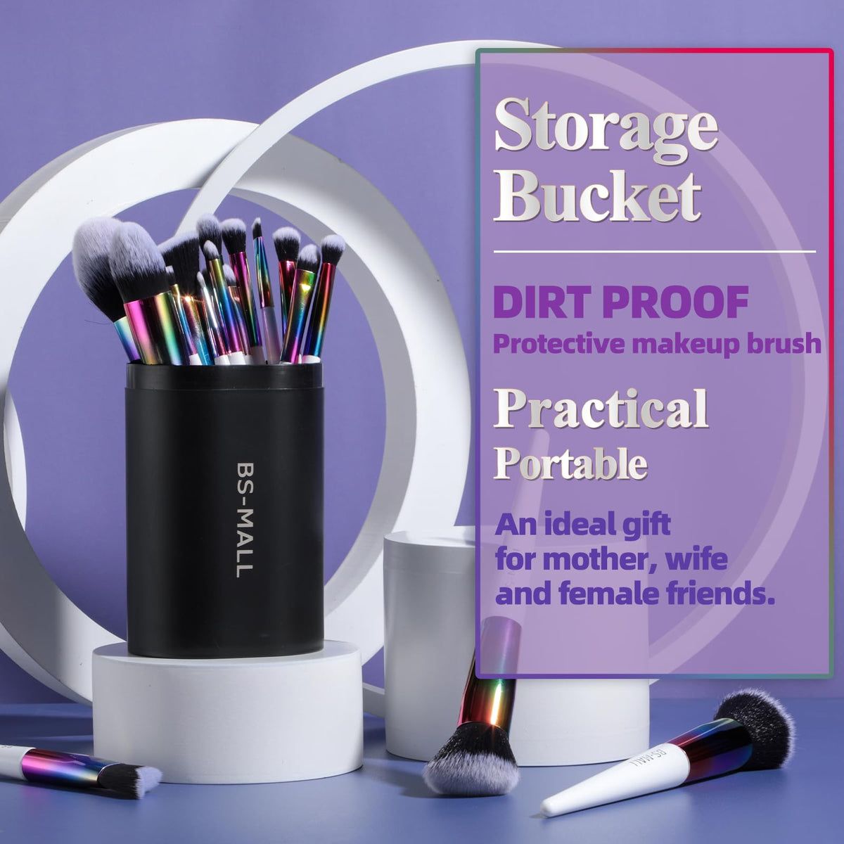 BS-MALL makeup brushes set showing ergonomic handles