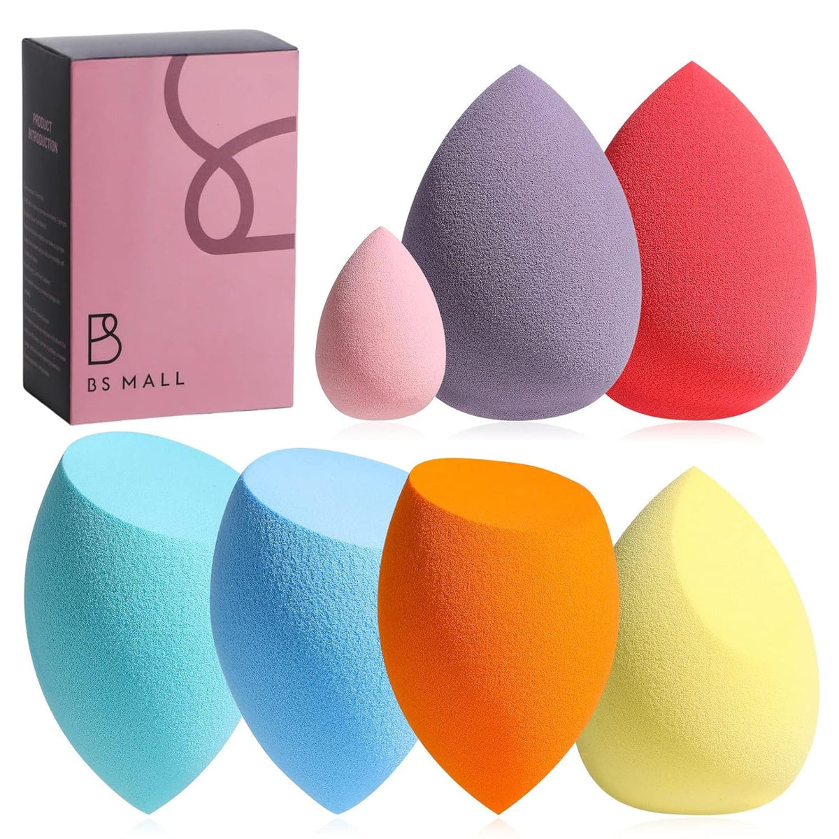 BS-MALL Makeup Sponge Set 7 Pcs in elegant pink colours