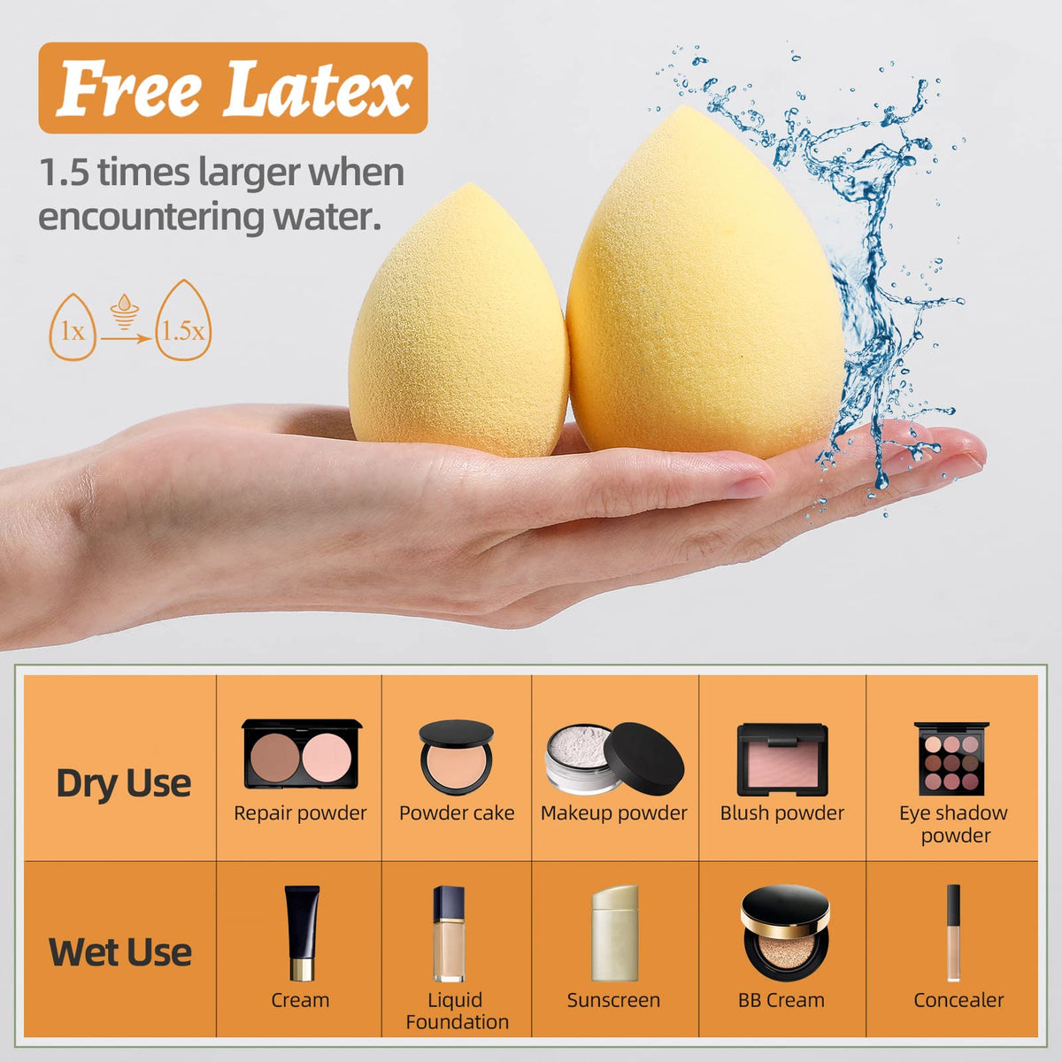 BS-MALL makeup sponge set in unique storage bottle