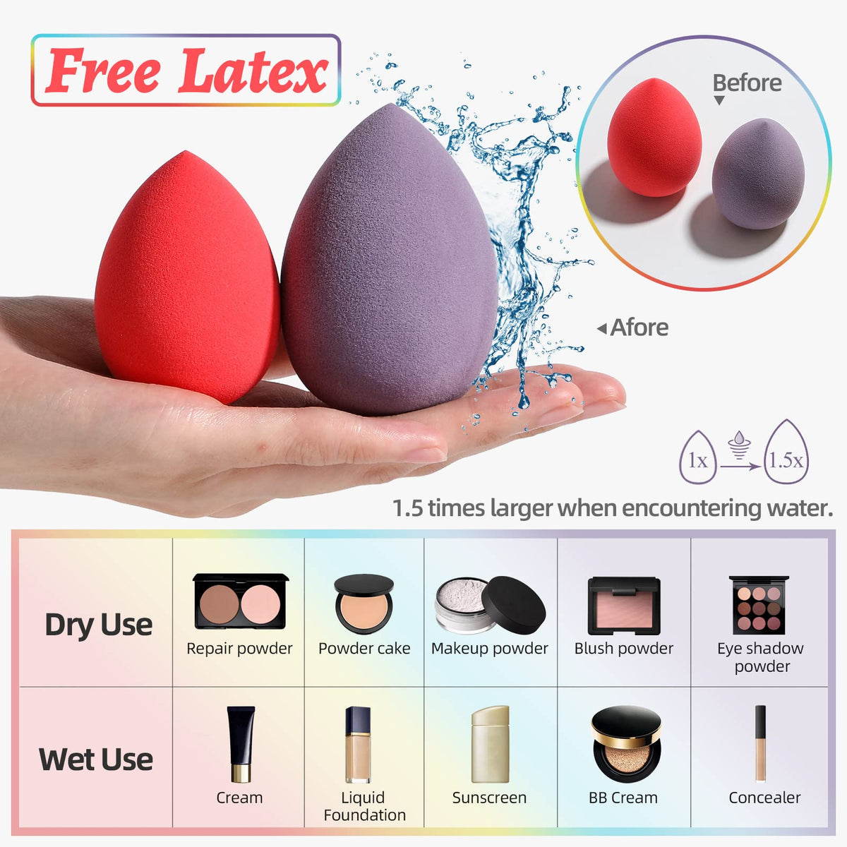 BS-MALL makeup sponges in unique storage bottle