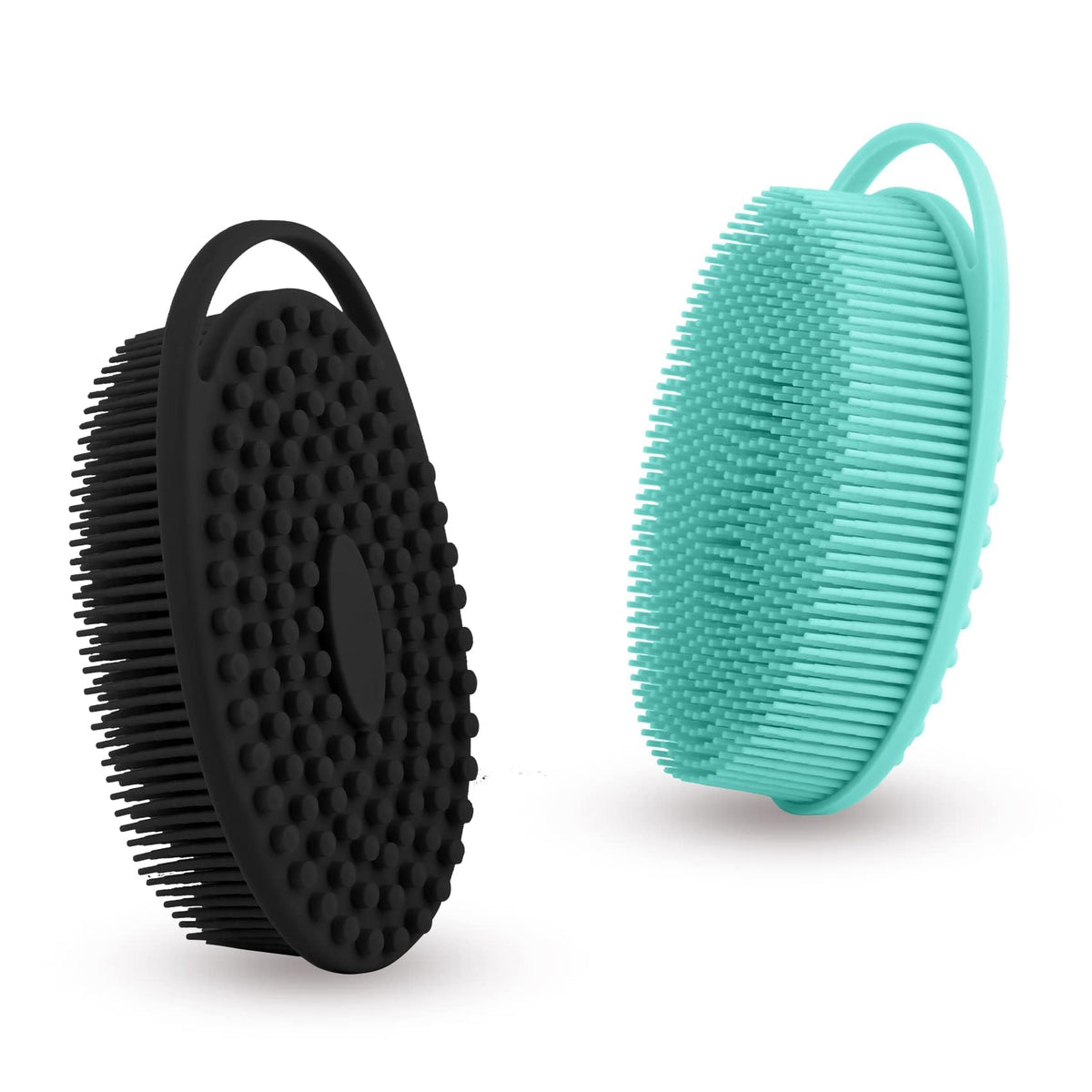 Bsofing Soft Silicone Body Scrubber front view in black and green