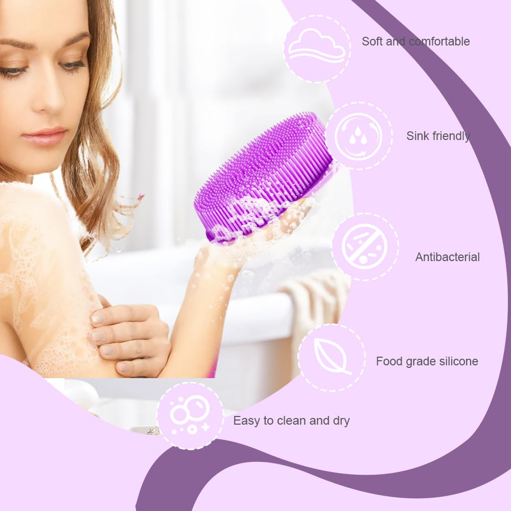 Bsofing Soft Silicone Body Scrubber in a bathroom setting