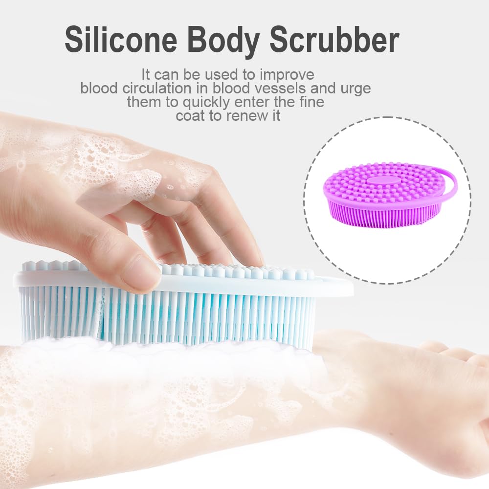 Bsofing Soft Silicone Body Scrubber in use during a shower