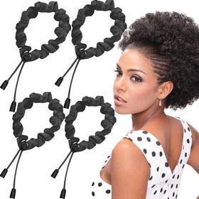 Bswox adjustable satin hair scrunchies in black and brown