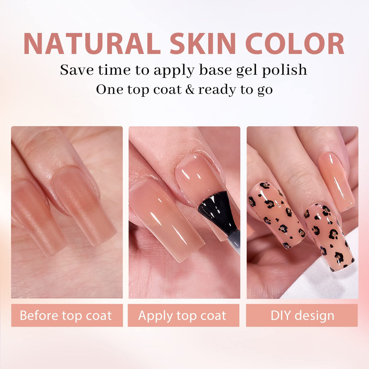 BTArtbox Brown Press On Nails long square design close-up