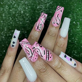BTArtbox clear fake nails with decorative designs