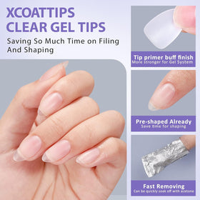 BTArtbox Clear Soft Gel Nail Tips applied on nails