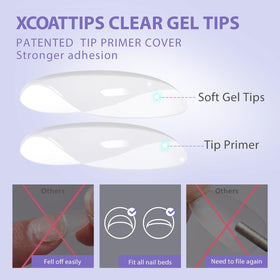 BTArtbox Clear Soft Gel Nail Tips assorted sizes displayed