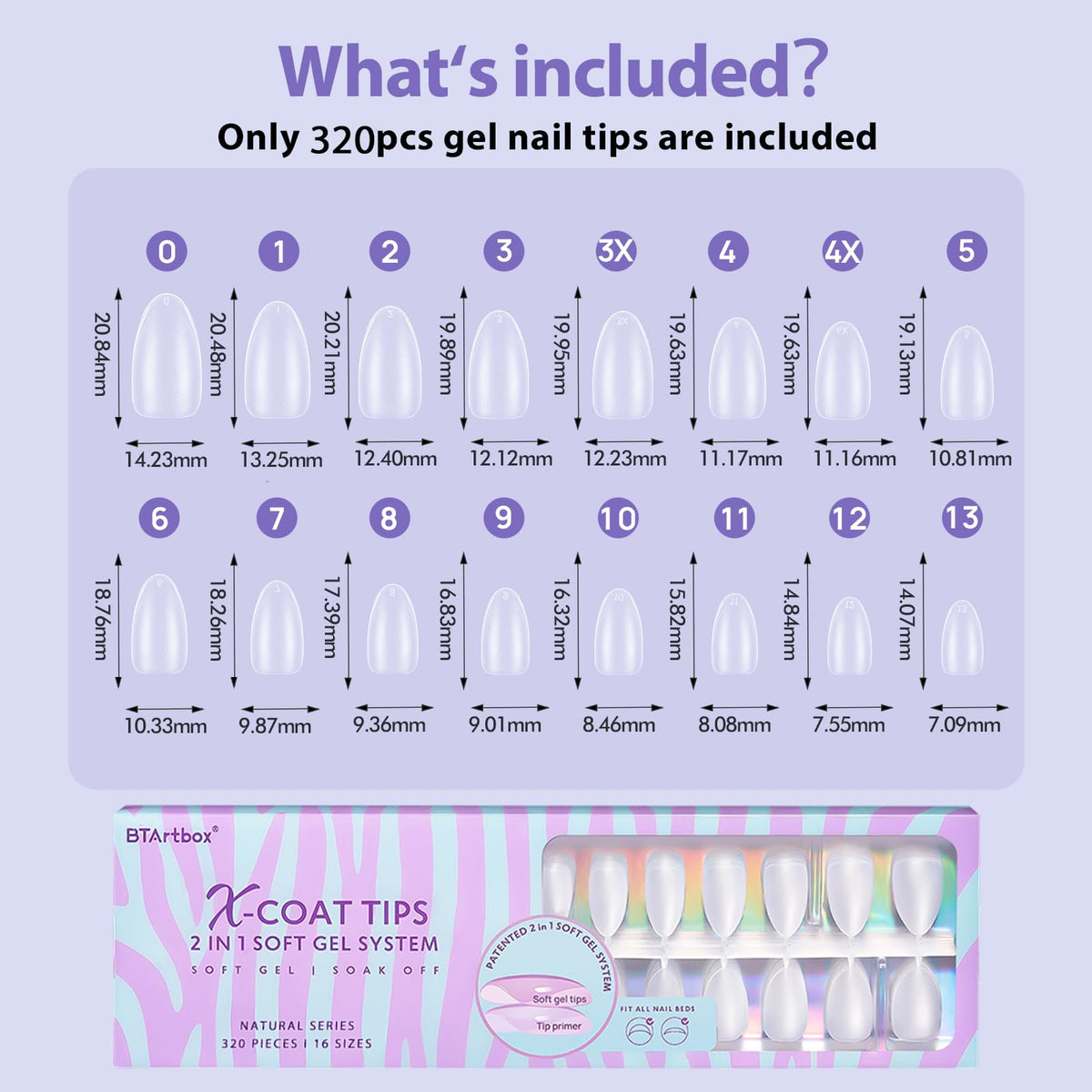 BTArtbox Clear Soft Gel Nail Tips close-up of sculpted apex