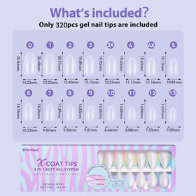 BTArtbox Clear Soft Gel Nail Tips close-up of sculpted apex