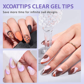 BTArtbox Clear Soft Gel Nail Tips with gel polish application