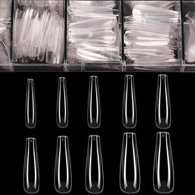 BTArtbox Full Cover Clear Fake Nails 500 Pcs in clear case