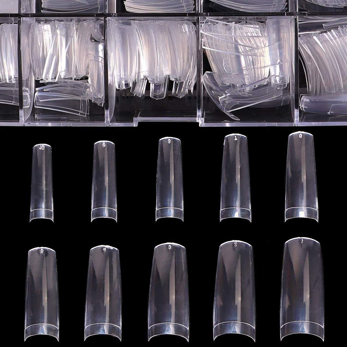BTArtbox Half Cover Clear Fake Nails in clear case
