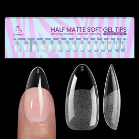 BTArtbox Half Matte Clear Soft Gel Nail Tips front view