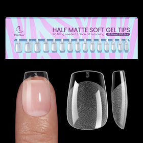 BTArtbox Half Matte Clear Soft Gel Nail Tips front view