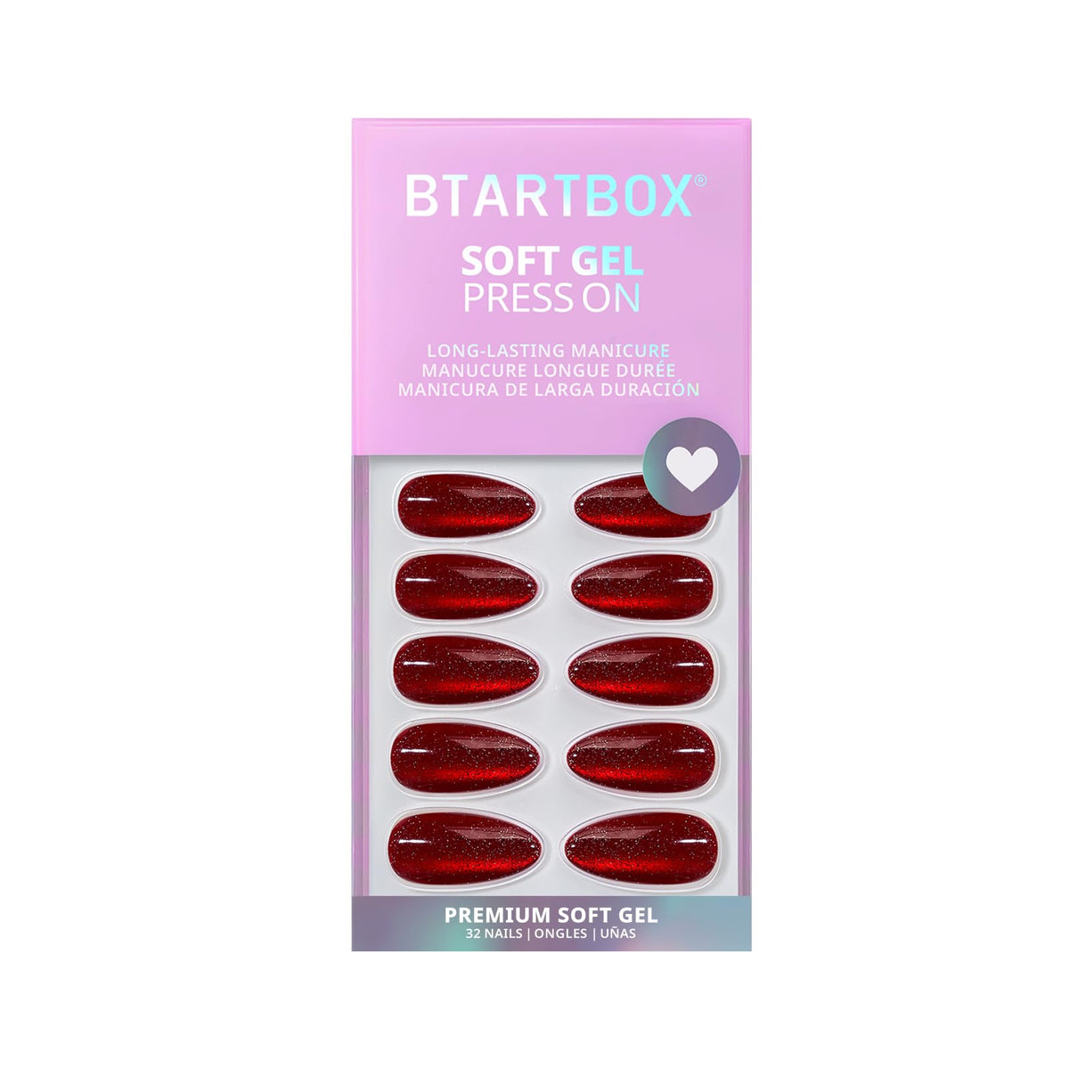 BTArtbox Mystic Ruby Press On Nails in use on hands