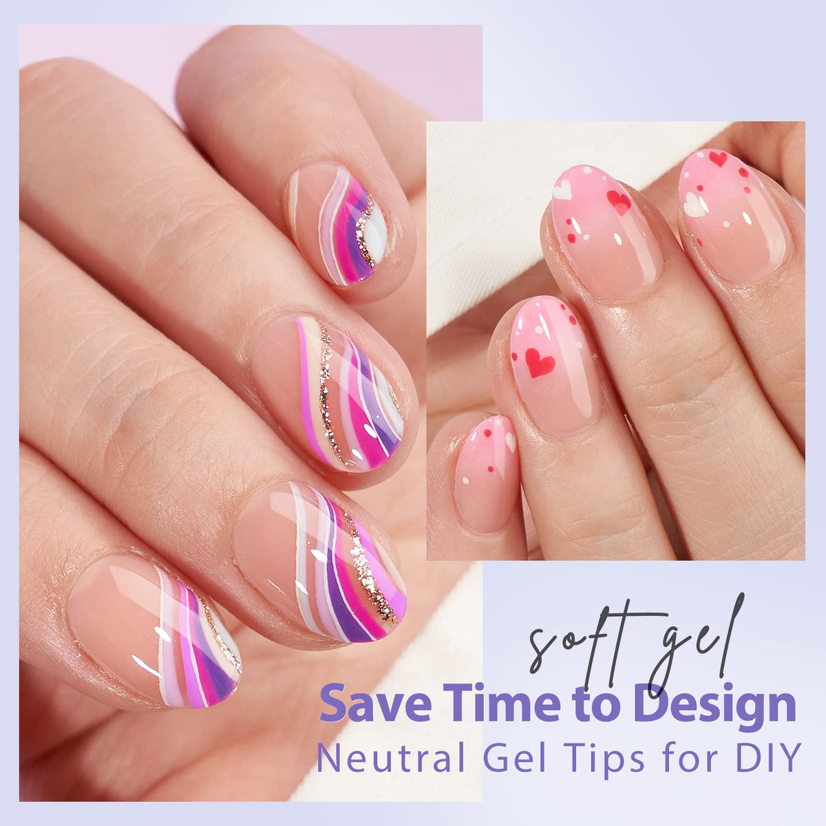 BTArtbox Nude Press On Nails in various sizes laid out