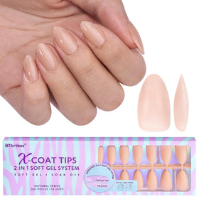 BTArtbox Nude Press On Nails Short Almond front view