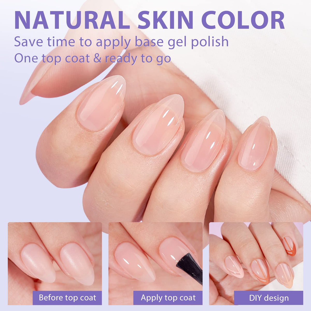 BTArtbox Nude Press On Nails Short Almond side view