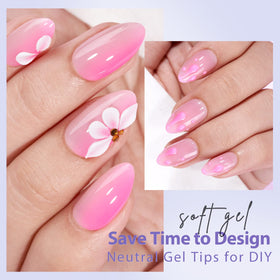 BTArtbox Pink Press On Nails Short Almond close-up view