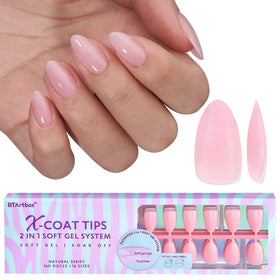 BTArtbox Pink Press On Nails Short Almond front view