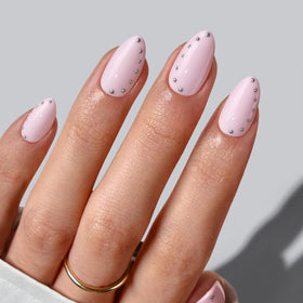 BTArtbox Press On Nails Almond 3D Baby Pink front view